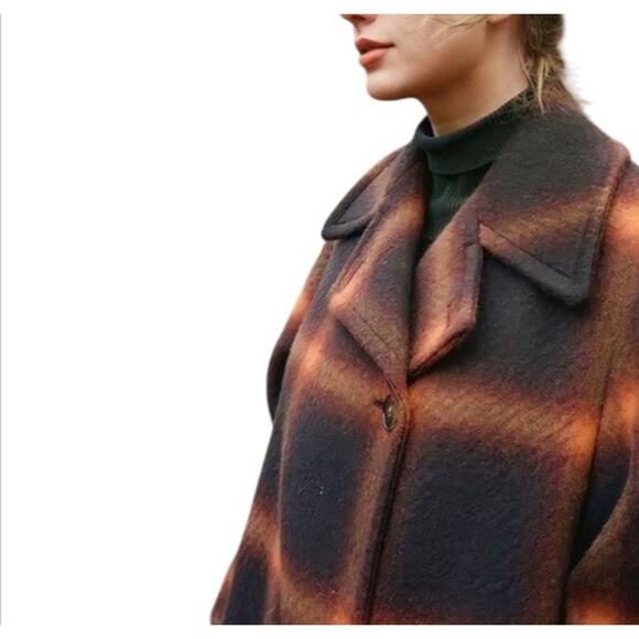 Old Navy The Boyfriend Shirt Orange Plaid Flannel Swift Swiftie Evermore XL - Picture 3 of 14